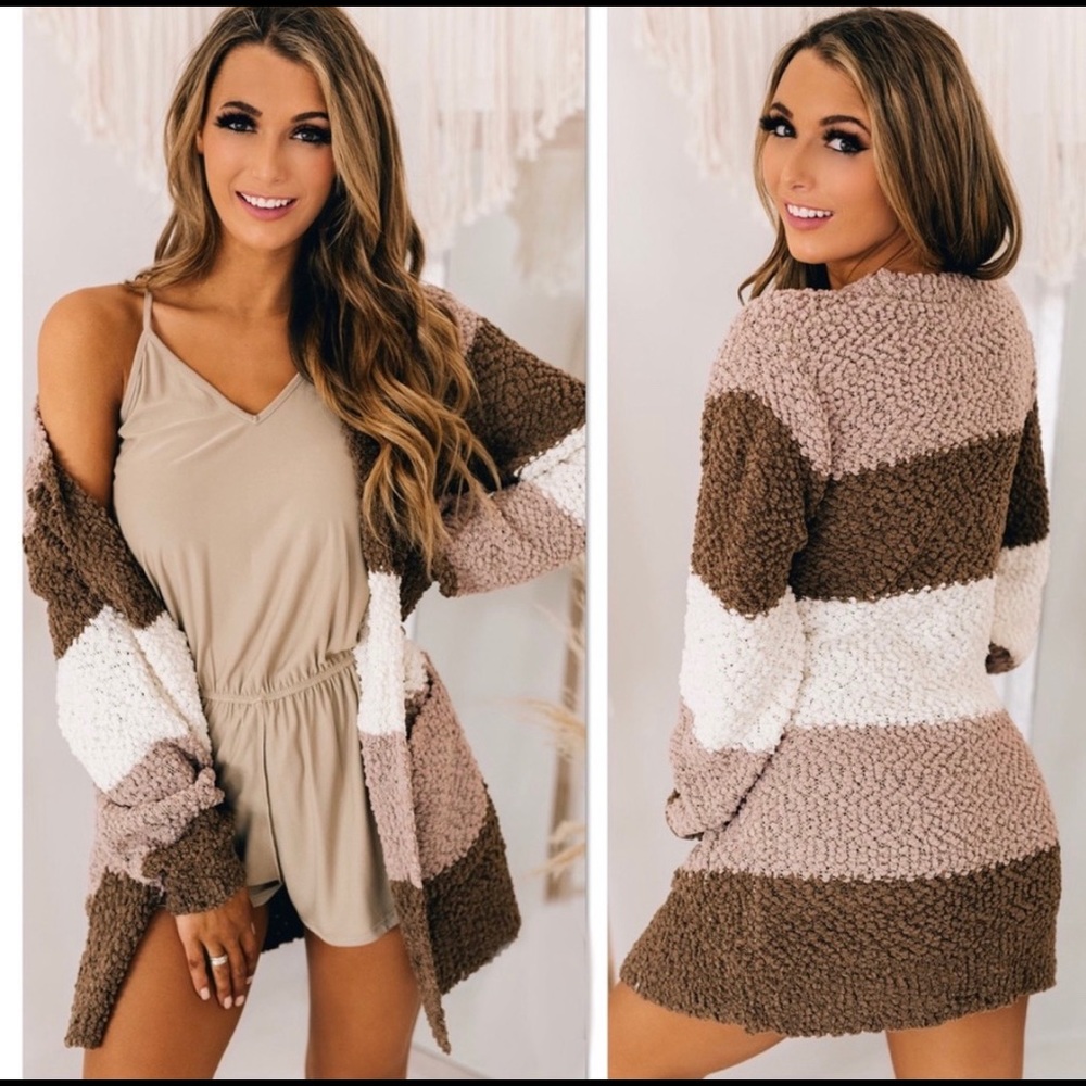 HP 💥 New! Mocha Popcorn Soft Cardigan Sweater - Picture 2 of 3